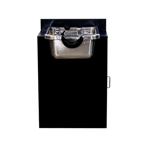 eMarkbeauty Stainless Steel Salon Shampoo Bowl w Black Floor Cabinet TLC-1167-FC