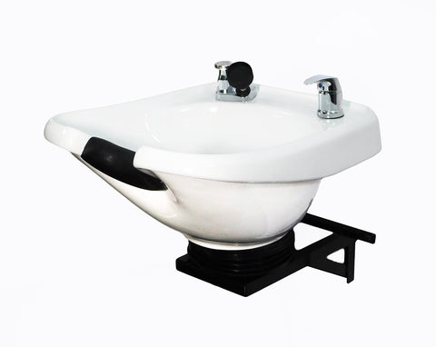 White Ceramic Tilting Shampoo Bowl Wall Mounted - Professional Ergonomic Salon Sink