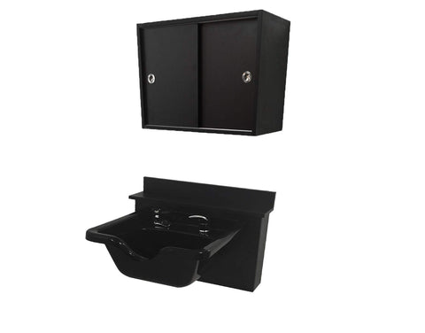 eMark Beauty Towel Storage Cabinet 24 inches Long and 18 inches high Square ABS Plastic Shampoo Bowl Black Cabinet