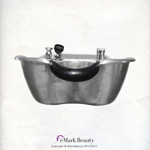 Round Brushed Stainless Steel Shampoo Bowl - Classic Salon Sink for Professional Use