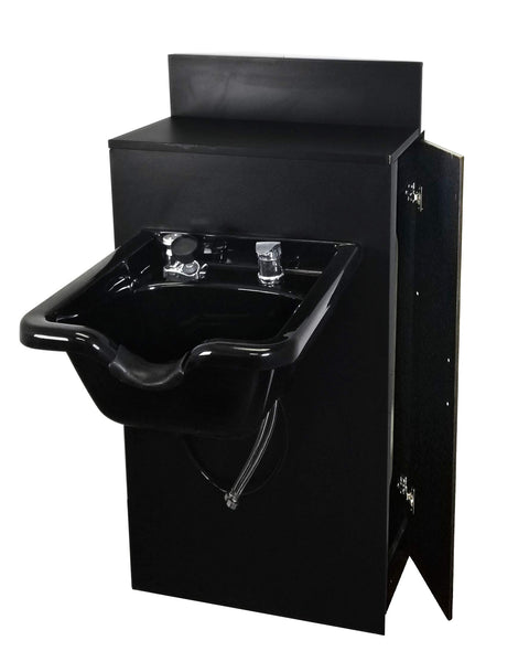 eMarkBeauty Beauty Salon ABS Plastic Shampoo Bowl Mounted on Storage Cabinet TLC-B11-BC42