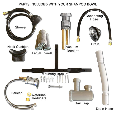 Extra Wide Black ABS Plastic Shampoo Bowl - Professional Salon and Spa Hair Sink