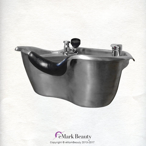 Round Brushed Stainless Steel Shampoo Bowl - Classic Salon Sink for Professional Use