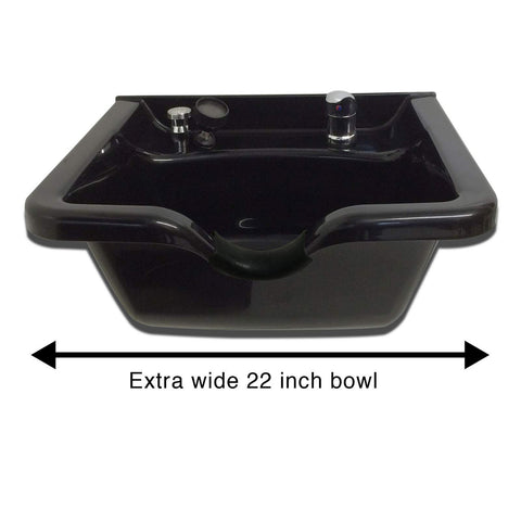 Extra Wide ABS Plastic Shampoo Bowl Station with Cabinet, Upper Towel Cabinet & Auto-Reclining Chair - Complete Salon Package