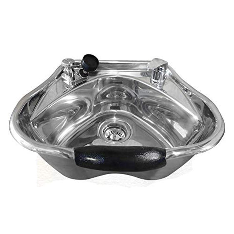 Round Polished Stainless Steel Shampoo Bowl - Mirror Finish Professional Salon Sink