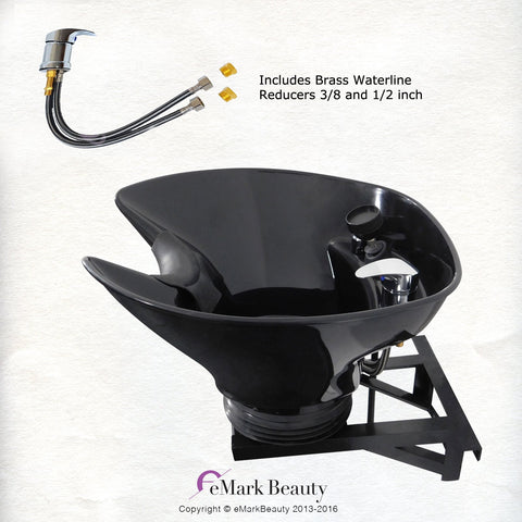 eMark Beauty Salon Shampoo Tilt Bowl Sink Wall Mounted with Auto-Reclining Chair - Ergonomic Salon Station