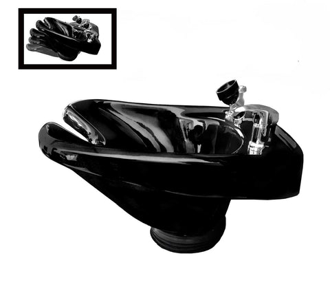 Black Ceramic Tilting Shampoo Bowl with Wall Mount - Luxury Ergonomic Salon Sink