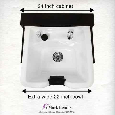 Extra Wide White Shampoo Bowl Towel Storage Cabinet Reclining Chair Shampoo Cabinet TLC-W22-FC-TC