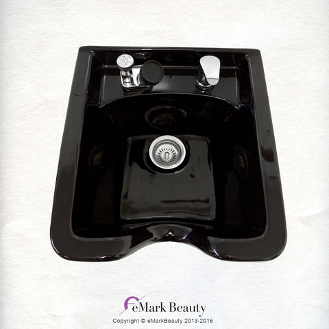 Square Black Ceramic Wall Mounted Shampoo Bowl - Modern Luxury Salon Sink