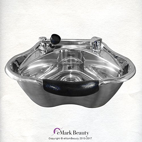 Round Polished Stainless Steel Shampoo Bowl - Mirror Finish Professional Salon Sink