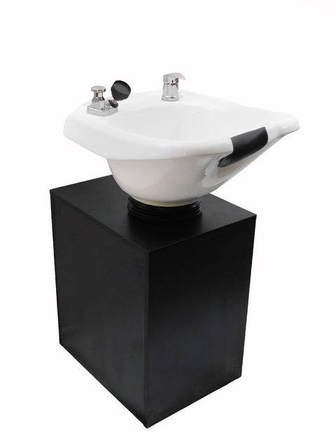 Tilting White Ceramic Beauty Salon Shampoo Bowl Salon Sink with Shampoo Cabinet TLC-W33TILT-C