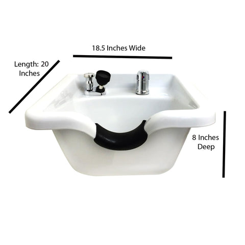 White Square Ceramic Wall Mounted Shampoo Bowl - Modern Clean Salon Sink