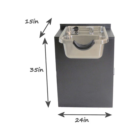 eMarkbeauty Stainless Steel Salon Shampoo Bowl w Black Floor Cabinet TLC-1167-FC