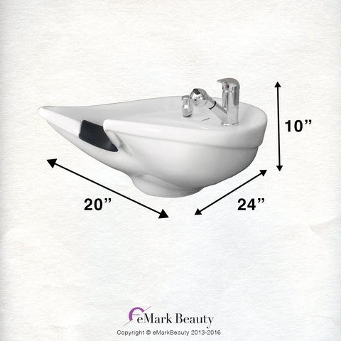 White Ceramic Beauty Salon Backwash Shampoo Bowl Salon Sink with Shampoo Cabinet TLC-W07TC