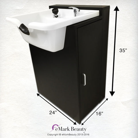 Extra Wide White Shampoo Bowl Towel Storage Cabinet Reclining Chair Shampoo Cabinet TLC-W22-FC-TC