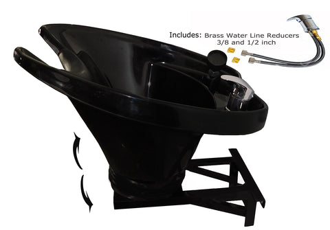 Extra Large Salon Backwash Tilting Shampoo Bowl Wall Mounted with Easy Reclining Chair - Oversized Salon Station