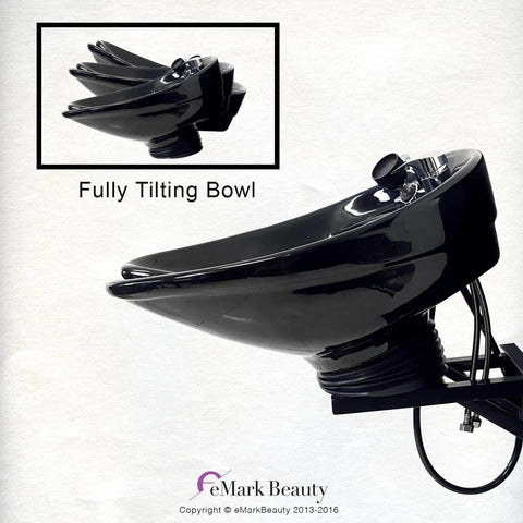 Ceramic Tilting Shampoo Bowl with Wall Mount attachment and Reclining Shampoo Chair -Sku: B07WT-216