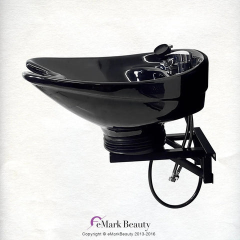 Black Ceramic Tilting Shampoo Bowl Wall Mounted - Professional Ergonomic Salon Equipment