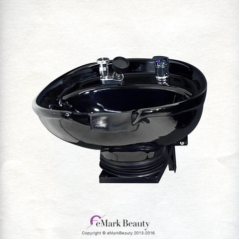 Black Ceramic Tilting Shampoo Bowl Wall Mounted - Professional Ergonomic Salon Equipment