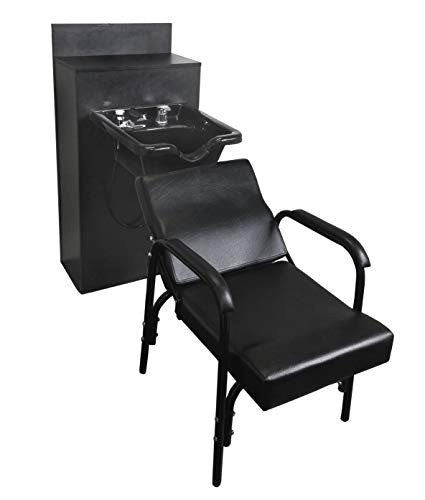 ABS Plastic Shampoo Bowl with Large Storage Cabinet & Auto-Reclining Chair - Professional Salon Station