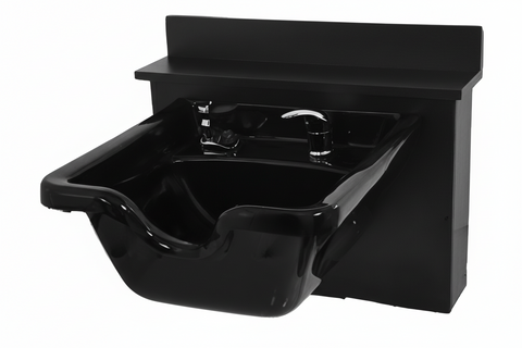 Black Square ABS Shampoo Bowl Sink with Wall Mount Cabinet - Professional Salon Backwash Station MSR-B11-BC16
