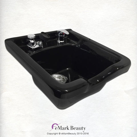 Square Black ABS Plastic Shampoo Bowl for Salons and Barbershops - Modern Professional Sink
