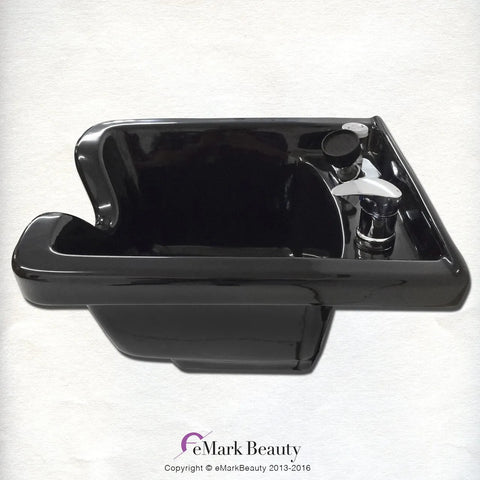 Square Black ABS Plastic Shampoo Bowl for Salons and Barbershops - Modern Professional Sink