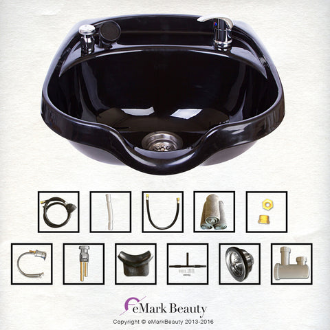 Round Wall Mounted Black ABS Plastic Shampoo Bowl Sink Cabinet MSR-B12-BC16