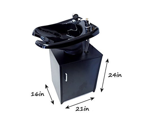 ABS Plastic Tilting Shampoo Bowl on Cabinet with Auto-Reclining Chair - Ergonomic Salon Station Package
