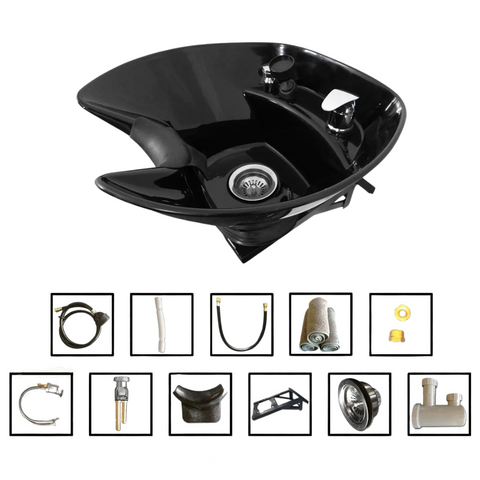 Salon PLASTIC Shampoo Tilt Bowl Sink Wall Mounted & Reclining Shampoo Chair -Sku: B36WT-216A