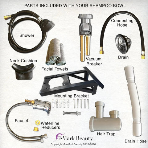 Ceramic Tilting Shampoo Bowl with Wall Mount attachment and Reclining Shampoo Chair -Sku: B07WT-216