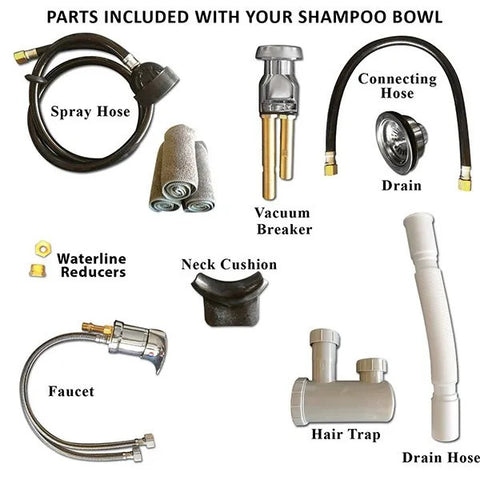 Black Square CERAMIC Beauty Salon Shampoo Bowl and Floor Cabinet w/ Storage MSR-B41-B41C