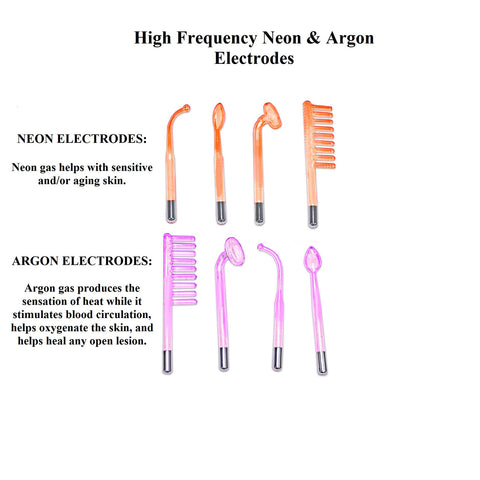 High-Frequency Skin Rejuvenation Machine with Neon & Argon Glass Electrodes (Mushroom, Spoon, Sparker & Rake) 8000C