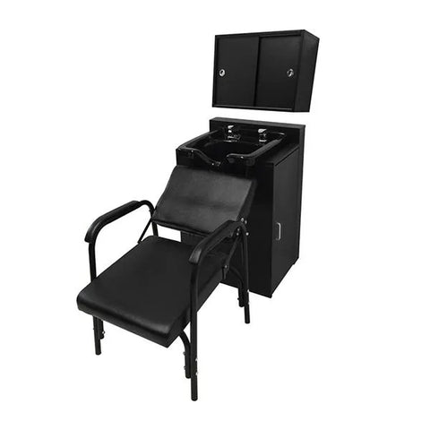 ABS Plastic Shampoo Bowl with Floor Cabinet, Towel Warmer & Auto-Reclining Chair - Complete Salon Package
