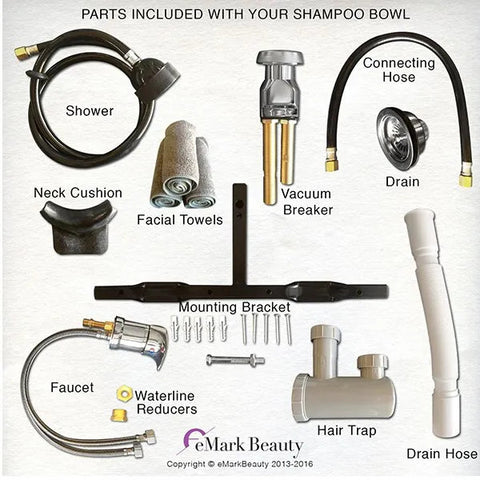 ABS Plastic Shampoo Bowl with Floor Cabinet, Towel Warmer & Auto-Reclining Chair - Complete Salon Package