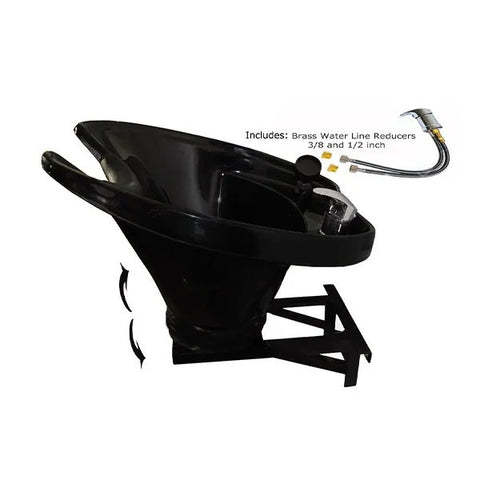 Tilting Wall Mounted Black ABS Plastic Extra Large Shampoo Bowl Shampoo Sink For Salon Spa Equipment -Sku: B38.WallTilt
