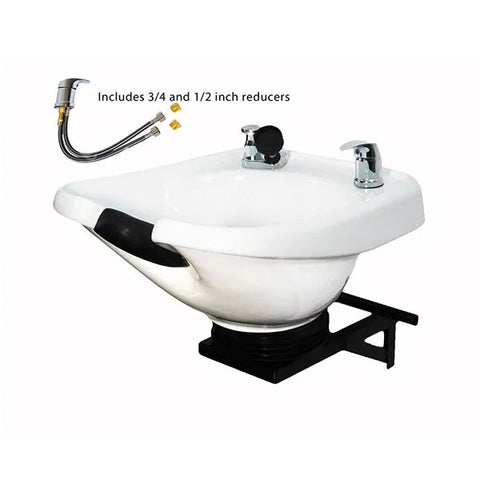 White Ceramic Tilting Shampoo Bowl Wall Mounted - Professional Ergonomic Beauty Salon Equipment