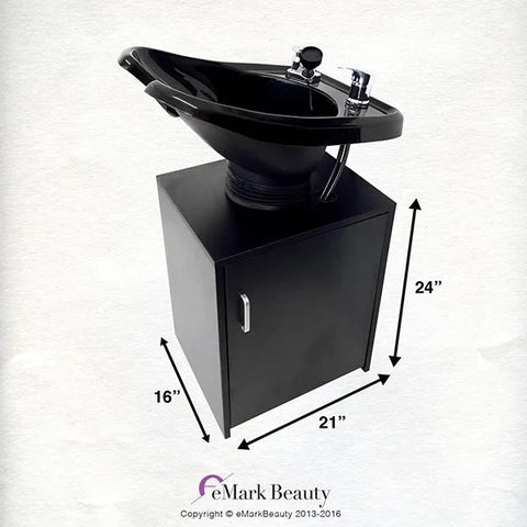 Tilting ABS Plastic Shampoo Bowl on top of Black Cabinet -TLC-B13WT-Tiltingcabinet - eMark Beauty