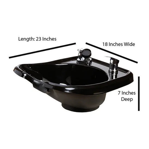 Tilting ABS Plastic Shampoo Bowl on top of Black Cabinet -TLC-B13WT-Tiltingcabinet - eMark Beauty