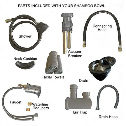 Tilting ABS Plastic Shampoo Bowl on top of Black Cabinet -TLC-B13WT-Tiltingcabinet - eMark Beauty