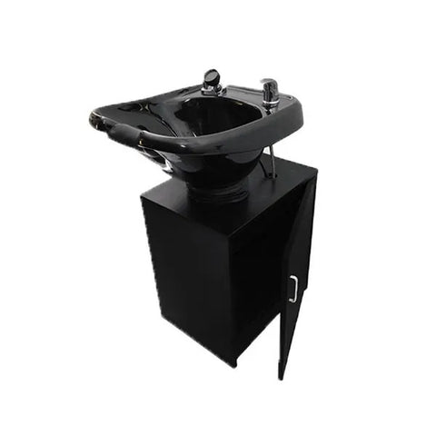 Tilting ABS Plastic Shampoo Bowl on top of Black Cabinet -TLC-B13WT-Tiltingcabinet - eMark Beauty