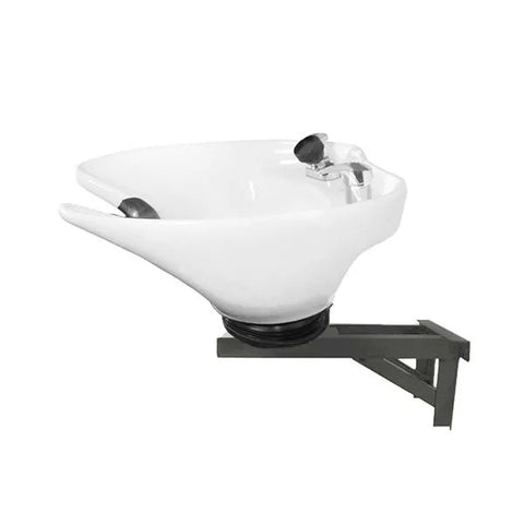 White Ceramic Extra Deep and Wide Tilting Shampoo Bowl Wall Mounted - Oversized Professional Salon Sink