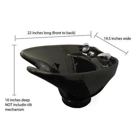 White Ceramic Extra Deep and Wide Tilting Shampoo Bowl Wall Mounted - Oversized Professional Salon Sink