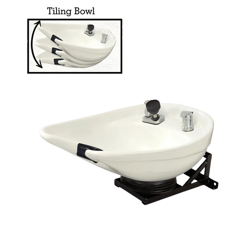 White Ceramic Tilting Shampoo Bowl Wall Mounted - Professional Ergonomic Salon Sink