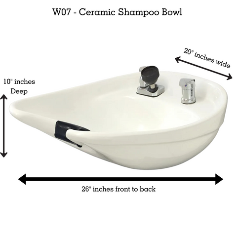 White Ceramic Tilting Shampoo Bowl Wall Mounted - Professional Ergonomic Salon Sink