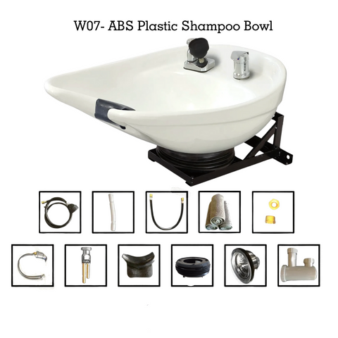 White Ceramic Tilting Shampoo Bowl Wall Mounted - Professional Ergonomic Salon Sink