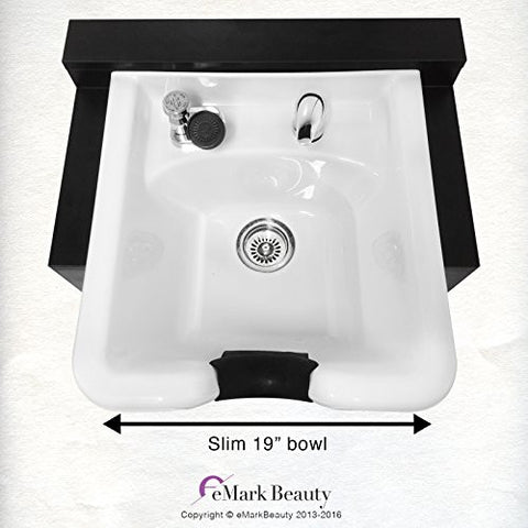 White ABS Plastic Shampoo Bowl with Floor Cabinet, Towel Warmer & Auto-Reclining Chair - Complete Salon Package