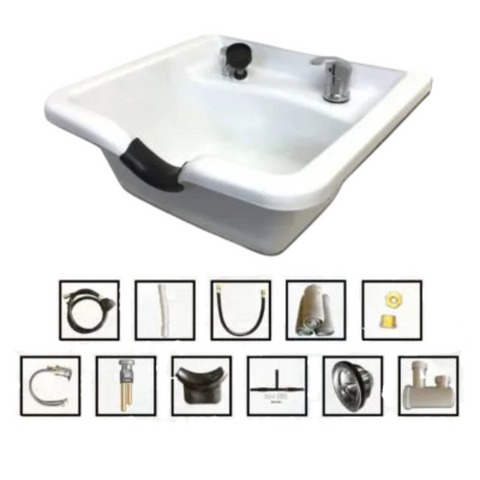 Extra Wide Square ABS Plastic Shampoo Bowl -Sku: W22Wall
