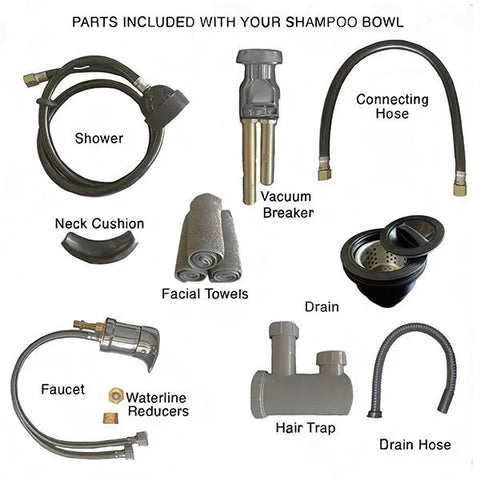 Wall Mounting, ABS PLASTIC WHITE Shampoo Bowl with a Tilt Mechanism - TLC-W13-WT