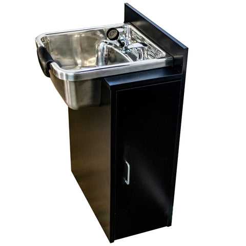 eMarkbeauty Stainless Steel Salon Shampoo Bowl w Black Floor Cabinet TLC-1167-FC